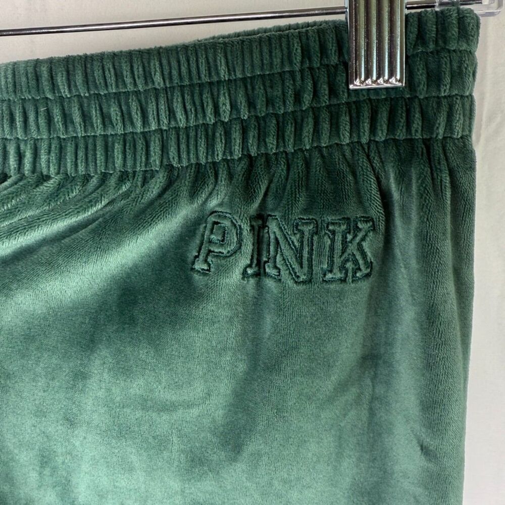 Victoria's Secret Pink Women's Velour Sweat Pants Size M Green Soft Jogger - Picture 1 of 4